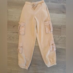 Women’s Tan Cargo Sweatpants with Utility Pockets